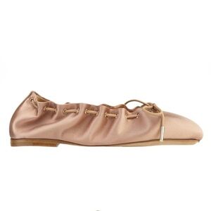 NWT Chloé Oracia Bow Detailed Satin Ballet Flats Crystal Pink - 35.5